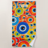 Kleurrijke badhanddoek met boze oog (Voorkant)