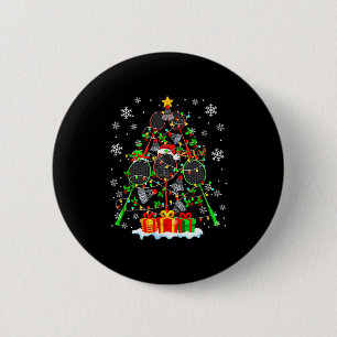 Kleurrijke Badminton Als Kerstboom Speler Fan Te Ronde Button 5,7 Cm