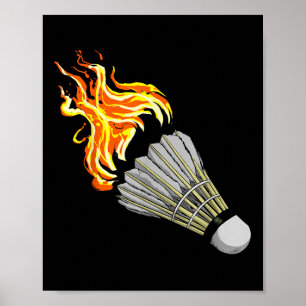 Kleurrijke Badminton Flame Shuttle Art Sports Poster