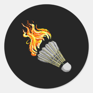 Kleurrijke Badminton Flame Shuttle Art Sports Ronde Sticker