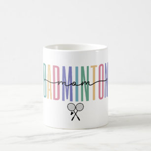 Kleurrijke badmintonmoeder koffiemok