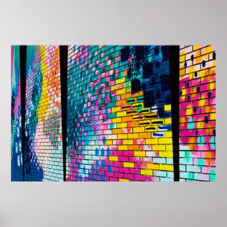 Kleurrijke Bakstenen Muur Abstracte Poster