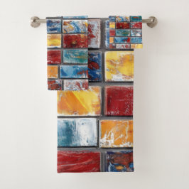 Kleurrijke bakstenen muur bad handdoek