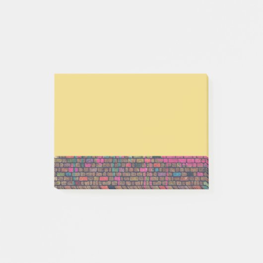 Kleurrijke bakstenen muur textuur rand post-it® notes (Voorkant)