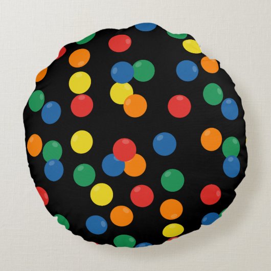 Kleurrijke bal zwart patroon rond kussen (Achterkant)