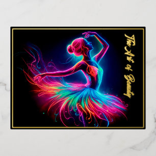 Kleurrijke ballerina neon art bohemian mooie danse folie feestdagen briefkaart