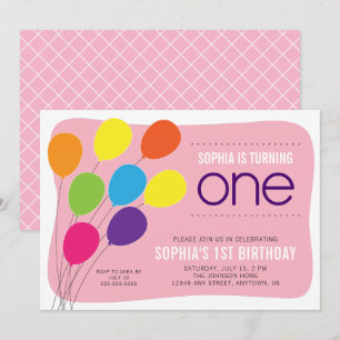 Kleurrijke ballon op het 1e verjaardagsfeest van P Kaart