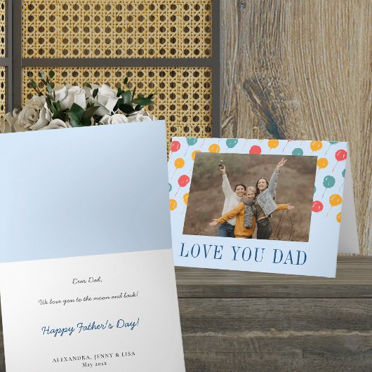 Kleurrijke ballonnen blauw rood oranje Vaderdag Kaart