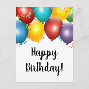 Kleurrijke Ballonnen & Confetti Gelukkig Verjaarda Briefkaart