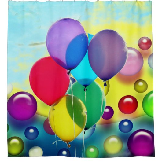 Kleurrijke ballonnen douchegordijn (Voorkant)