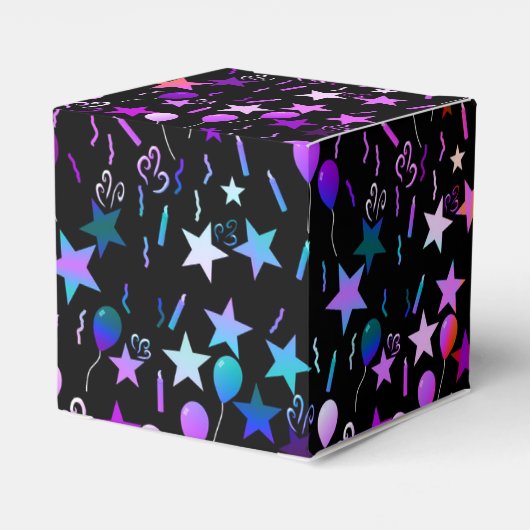 Kleurrijke ballonnen en sterrenbeugel bedankdoosjes (Achterkant)