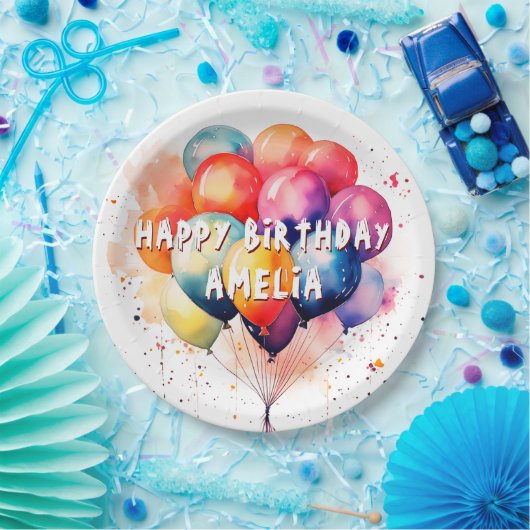 Kleurrijke ballonnen Kinder Happy Birthday Party Papieren Bordje (Feest)