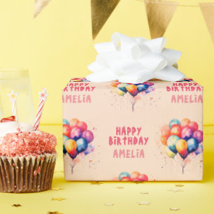 Kleurrijke Ballonnen Kinderen Gelukkige Verjaardag Cadeaupapier