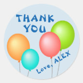 Kleurrijke Ballonnen Kinderen Verjaardag Dank u Ronde Sticker (Voorkant)