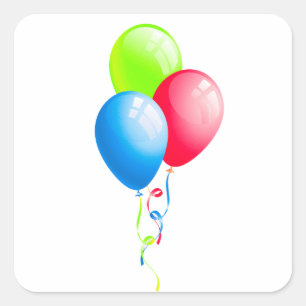 Kleurrijke ballonnen met linten vierkante sticker