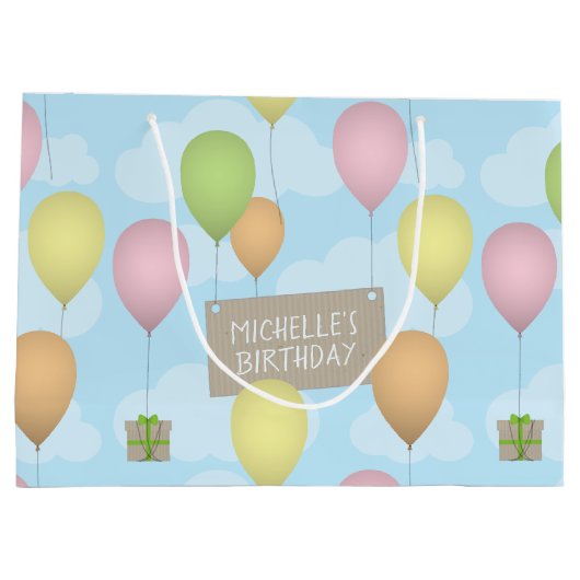 Kleurrijke ballonnen verjaardag patroon geschenk t groot cadeauzakje (Achterkant)