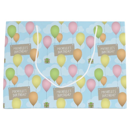 Kleurrijke ballonnen verjaardag patroon geschenk t groot cadeauzakje (Voorkant)