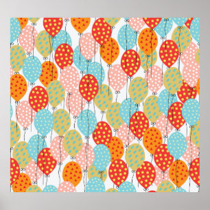 Kleurrijke Ballons Variety Naadloos Patroon Poster