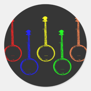 kleurrijke banjos ronde sticker