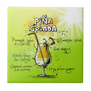 Kleurrijke Bar Alcohol Pina Colada Recept Cocktail Tegeltje