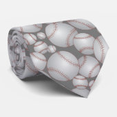 Kleurrijke Baseballs Patroon grijs Stropdas (Opgerold)