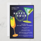 Kleurrijke Basic Happy Hour uitnodiging (Voorkant)