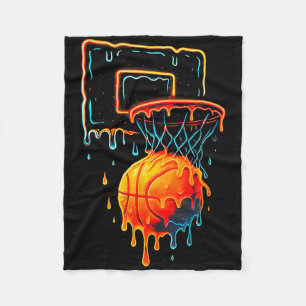 Kleurrijke Basketbal Druppelende Kleur Splash Hoop Fleece Deken