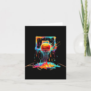 Kleurrijke Basketbal Druppelende Kleur Splash Hoop Kaart