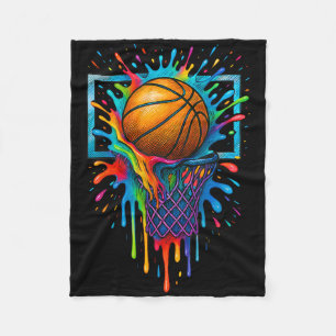 Kleurrijke Basketbal Kleur Splash Hoop Net Slam Du Fleece Deken