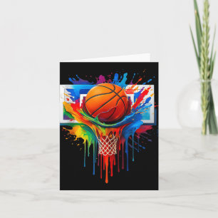 Kleurrijke Basketbal Regenboog Kleur Spetterende R Kaart