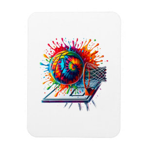 Kleurrijke Basketbal Tie Dye Color Splash Basketba Magneet
