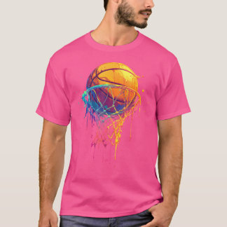 Kleurrijke Basketbal Tie Dye Color Splash Basketba T-shirt