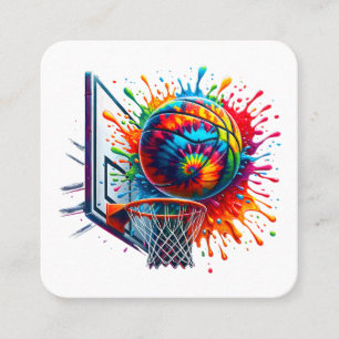 Kleurrijke Basketbal Tie Dye Color Splash Basketba Vierkante Visitekaartje