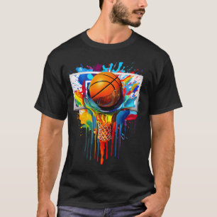 Kleurrijke Basketbal Tie Dye Color Splash Hoop Net T-shirt