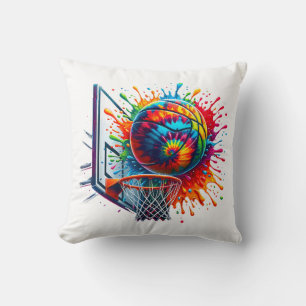 Kleurrijke Basketbal Tie Dye Kleur Basketbal Hoop Kussen