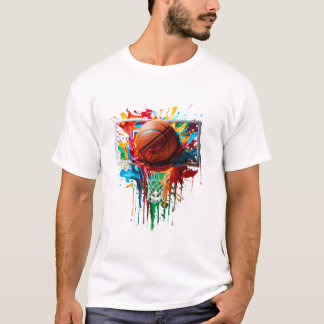 Kleurrijke Basketbal Tie Dye Kleur T-shirt