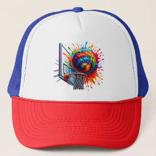 Kleurrijke Basketbal Tie Dye Kleurensplash Basketb Trucker Pet