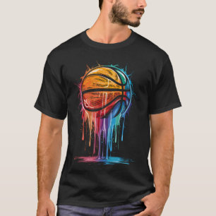 Kleurrijke basketbalspeler Hoop Basket T-shirt