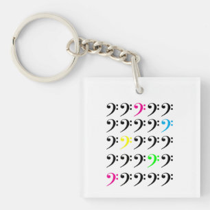 Kleurrijke Bass Clef Neon Muziek Kunst voor Muzika Sleutelhanger