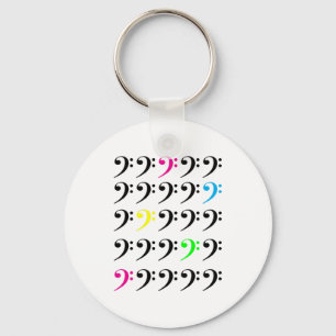 Kleurrijke Bass Clef Rasterpatroon Muziek Liefhebb Sleutelhanger