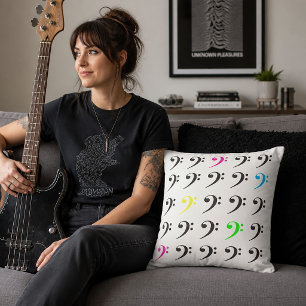 Kleurrijke Bass Sleutel Neon Muziek Kunst Kussen