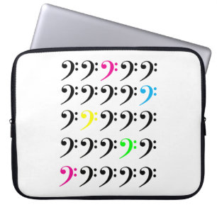 Kleurrijke Bass Sleutel Neon Muziek Kunst Laptop Sleeve