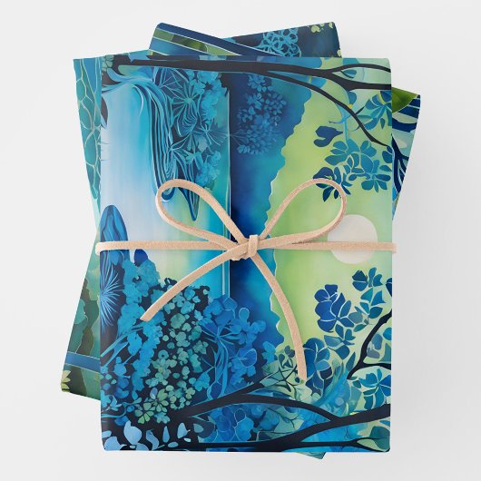 Kleurrijke Batik Forest Art Wrapping Paper Sheets