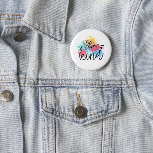 Kleurrijke Be Kind Paint Splash Ronde Button 5,7 Cm (In situ)