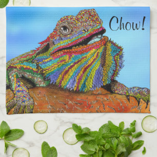 Kleurrijke Bearded Dragon 1/2 Fold Keuken Handdoek