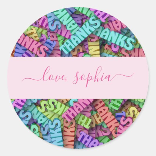Kleurrijke Bedankt bevestigen Je voegt naam toe Ronde Sticker (Voorkant)