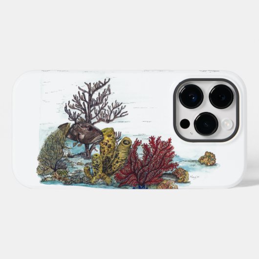 Kleurrijke bedreigde hand geschilderd koraalrif Case-Mate iPhone case (Achterkant (horizontaal))
