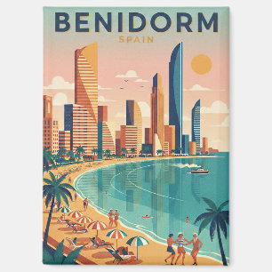 Kleurrijke Benidorm Spanje Costa Blanca Illustrati Magneet