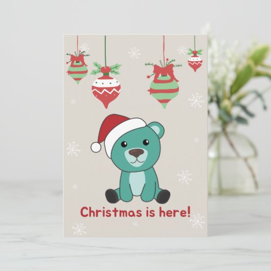 Kleurrijke beren vrolijk kerstfeest winterdieren b feestdagenkaart (Staand voorkant)