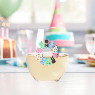 Kleurrijke beren wijnglas zonder voet